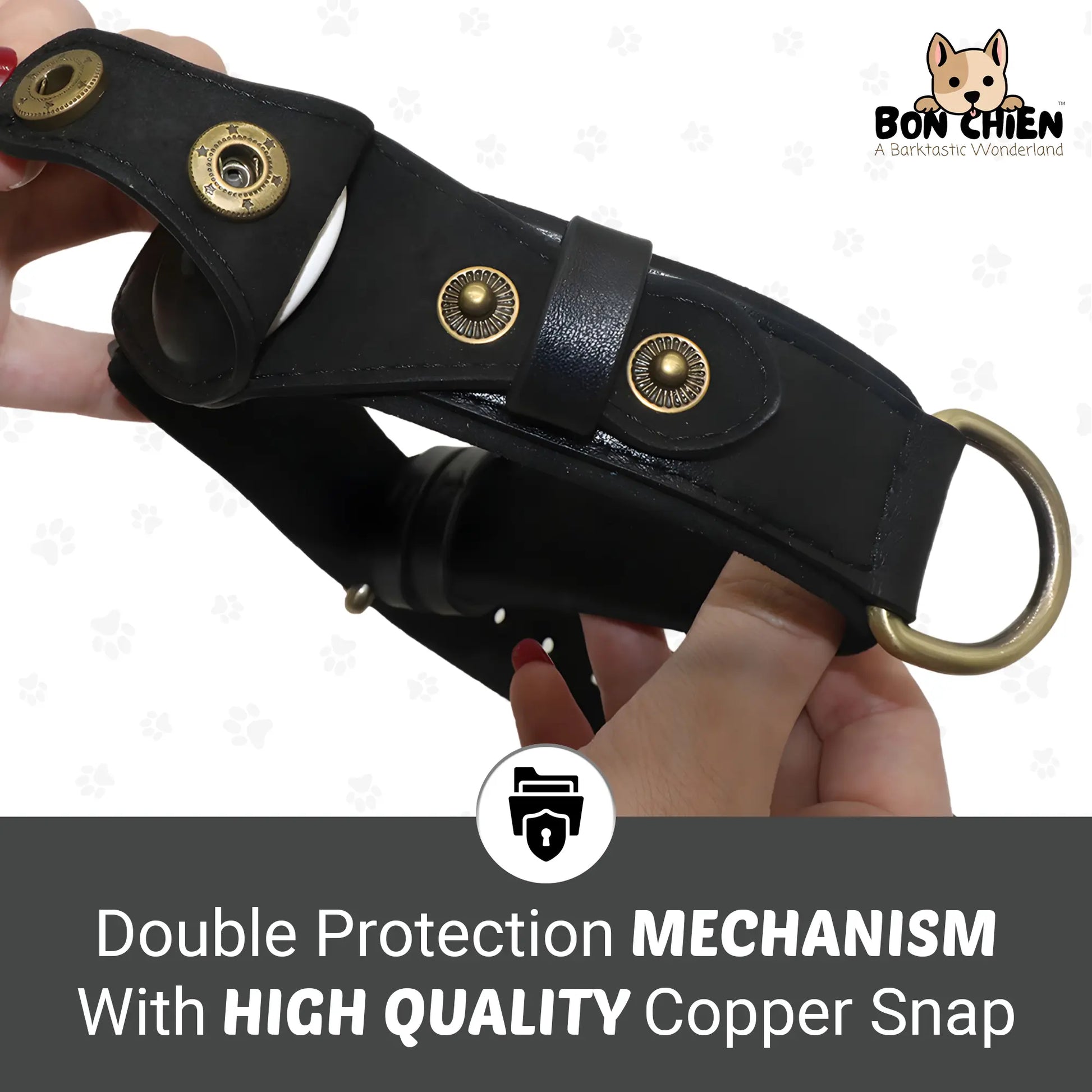 Bon Chien Premium Leather Dog Collar with Apple AirTag Holder - Waterproof and Adjustable Pet Accessory for Secure Tracking of Your Beloved Dog