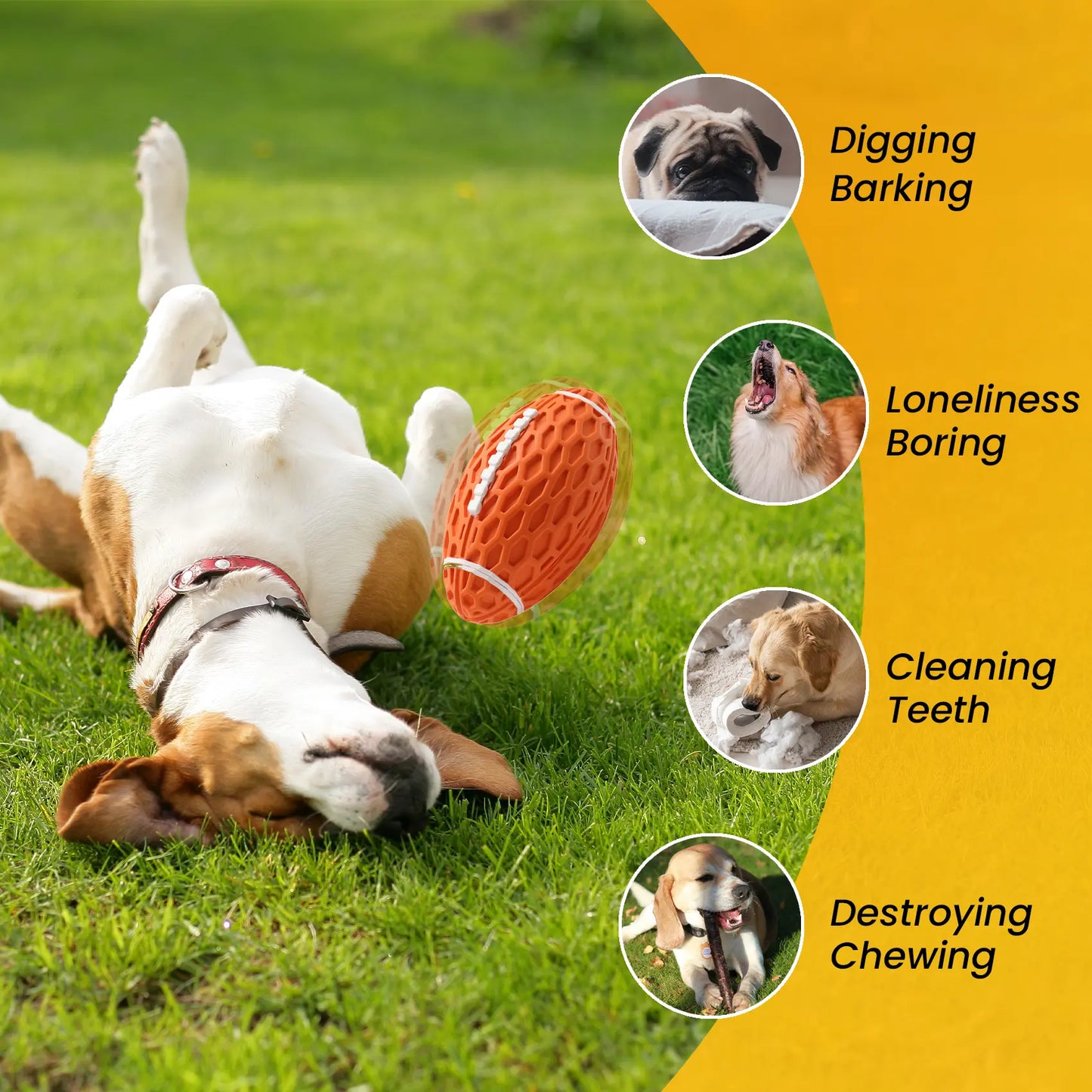 Squeaky Dog Football Toy, Rubber Dog Ball Toy for Aggressive Chewers, Floating Fetch Outdoor Puppy Toys, Tough Fetch Ball, Durable and Interactive for Medium Large Dogs