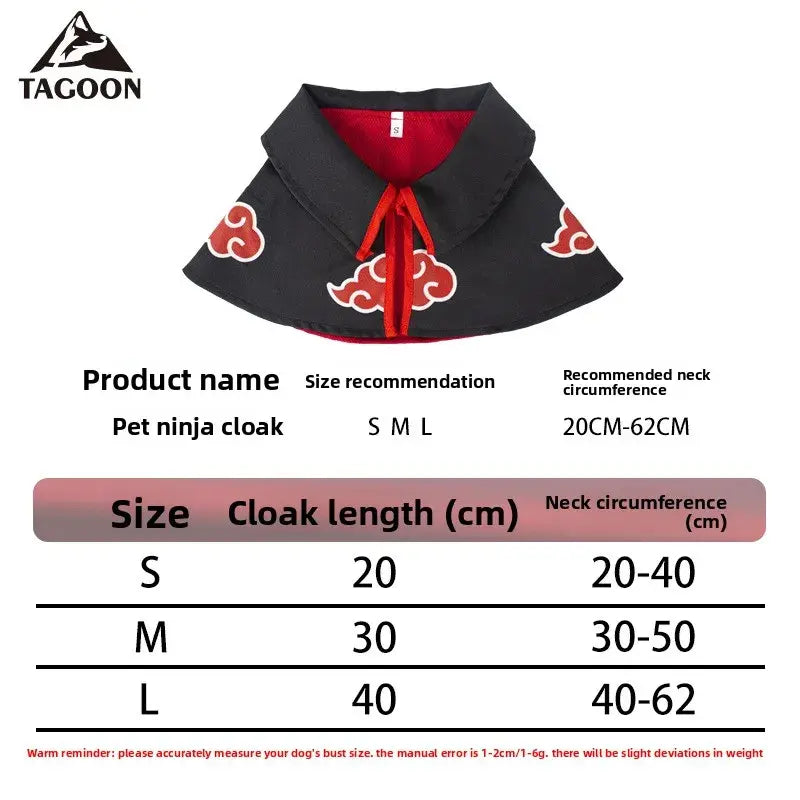 Akatsuki Pet Cloak Cosplay Costume – Anime Ninja Cape for Cats and Dogs, Comfortable Party Outfit and Photo Prop