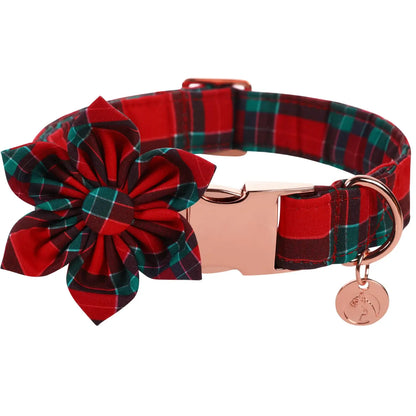 DOGWONG Christmas Dog Collar, Adjustable Santa Claus Dog Accessory - Cotton Collar for Small Medium Large Dogs