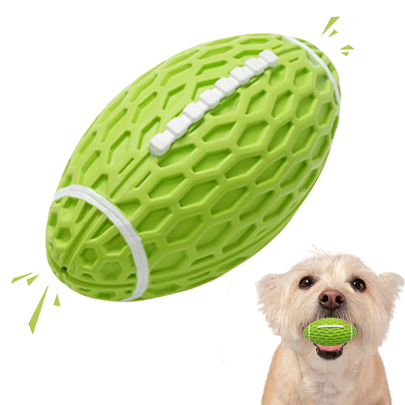 Squeaky Dog Football Toy, Rubber Dog Ball Toy for Aggressive Chewers, Floating Fetch Outdoor Puppy Toys, Tough Fetch Ball, Durable and Interactive for Medium Large Dogs
