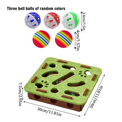 Felt Cat Puzzle Toy with 5 Colorful Balls, Interactive Cat Maze Box Keeps Paws Safe and Entertained, Ideal for Intelligent Play
