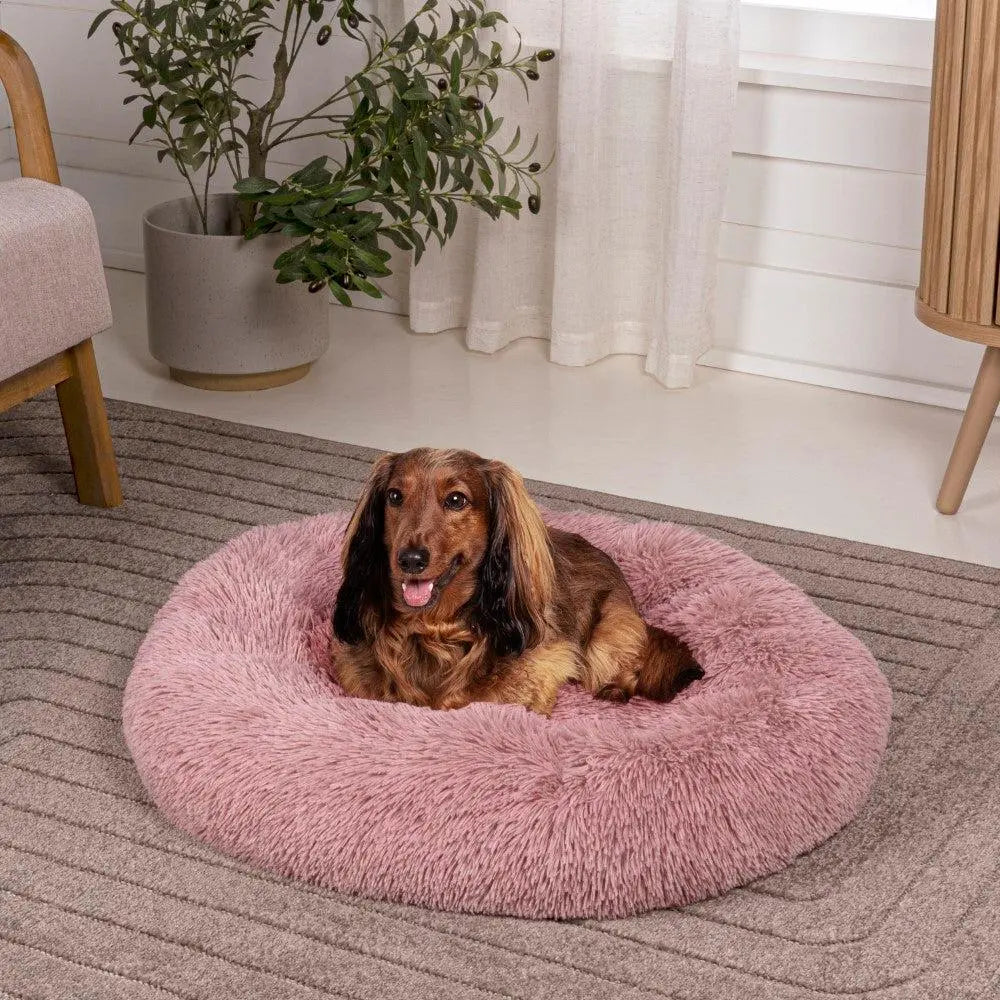Maisie Bohemian Faux Fur Donut Pet Bed with Washable Cover