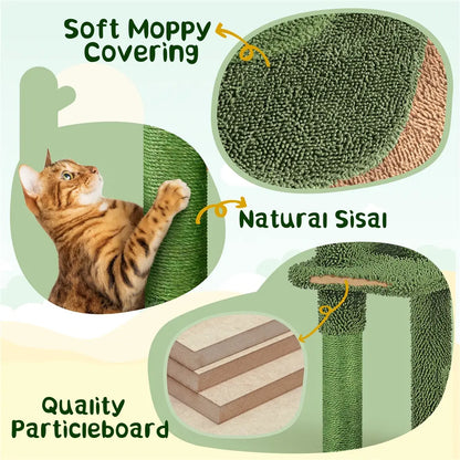 Yaheetech 53" H Cat Cactus Tree Condo Kitten Tree Tower with Sisal, Padded Perch, Platform, Condo, Scratching Posts & Hanging Ball Cat Furniture for Cats