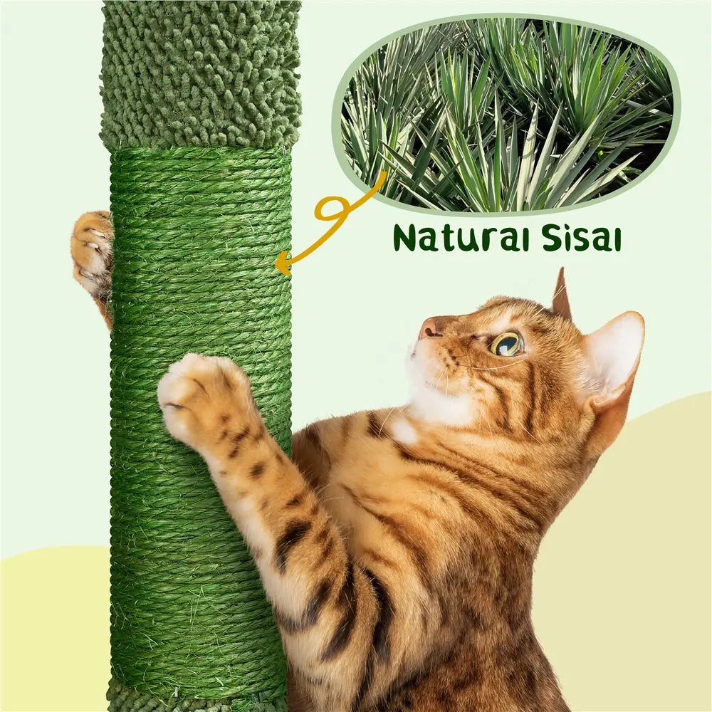 Yaheetech 53" H Cat Cactus Tree Condo Kitten Tree Tower with Sisal, Padded Perch, Platform, Condo, Scratching Posts & Hanging Ball Cat Furniture for Cats