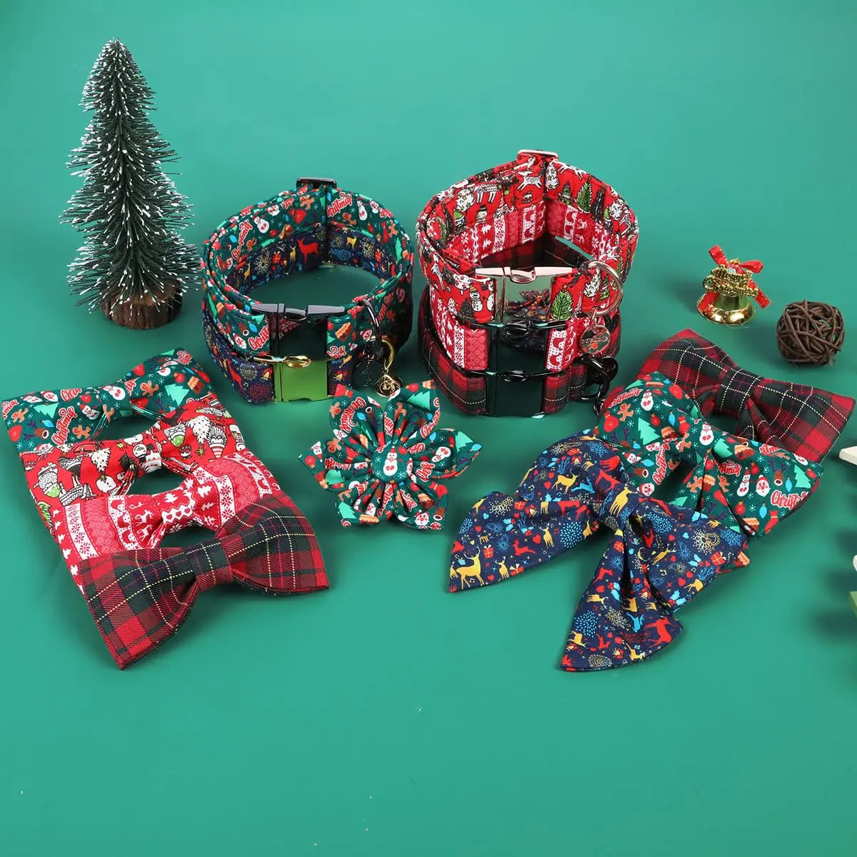 DOGWONG Christmas Dog Collar, Adjustable Santa Claus Dog Accessory - Cotton Collar for Small Medium Large Dogs