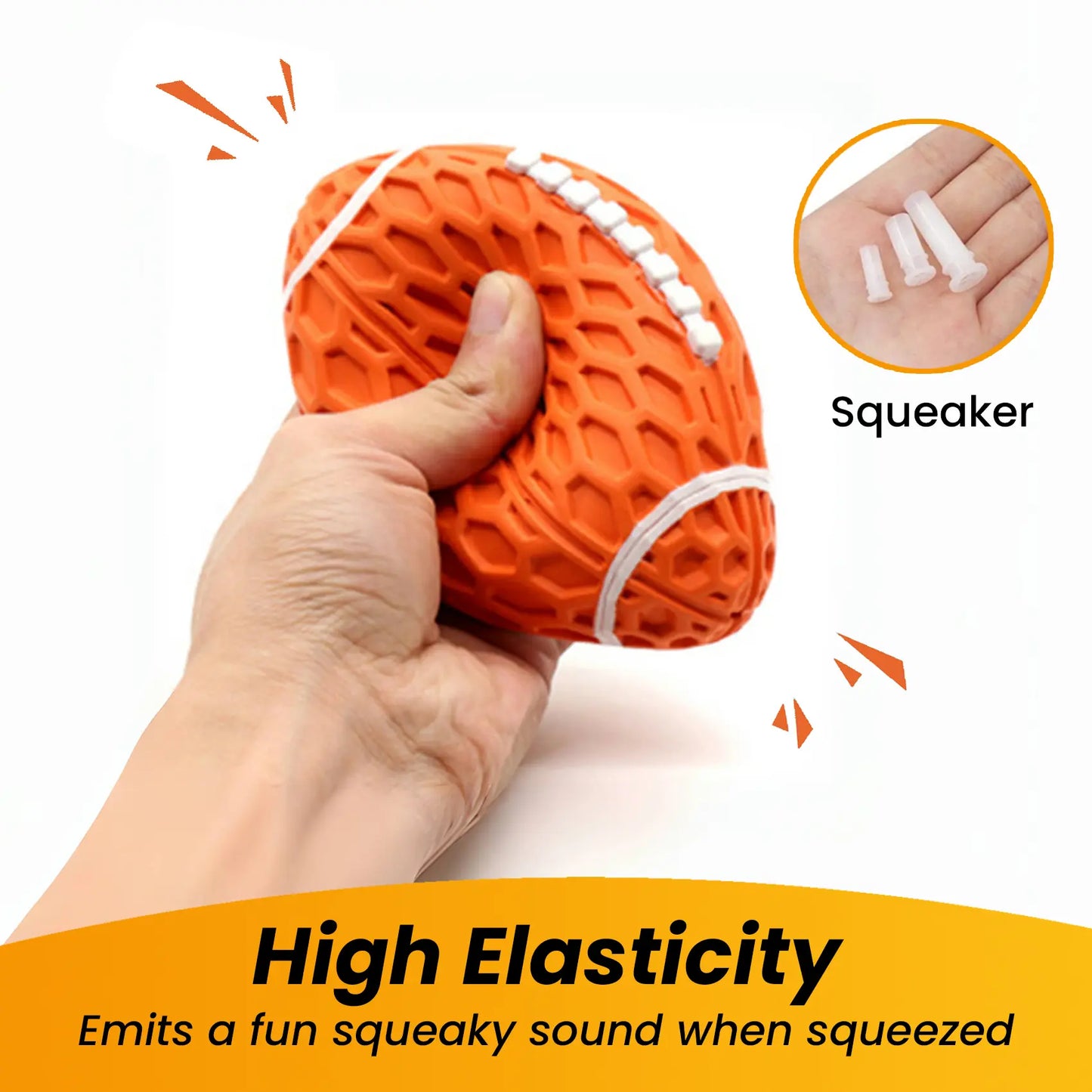 Squeaky Dog Football Toy, Rubber Dog Ball Toy for Aggressive Chewers, Floating Fetch Outdoor Puppy Toys, Tough Fetch Ball, Durable and Interactive for Medium Large Dogs