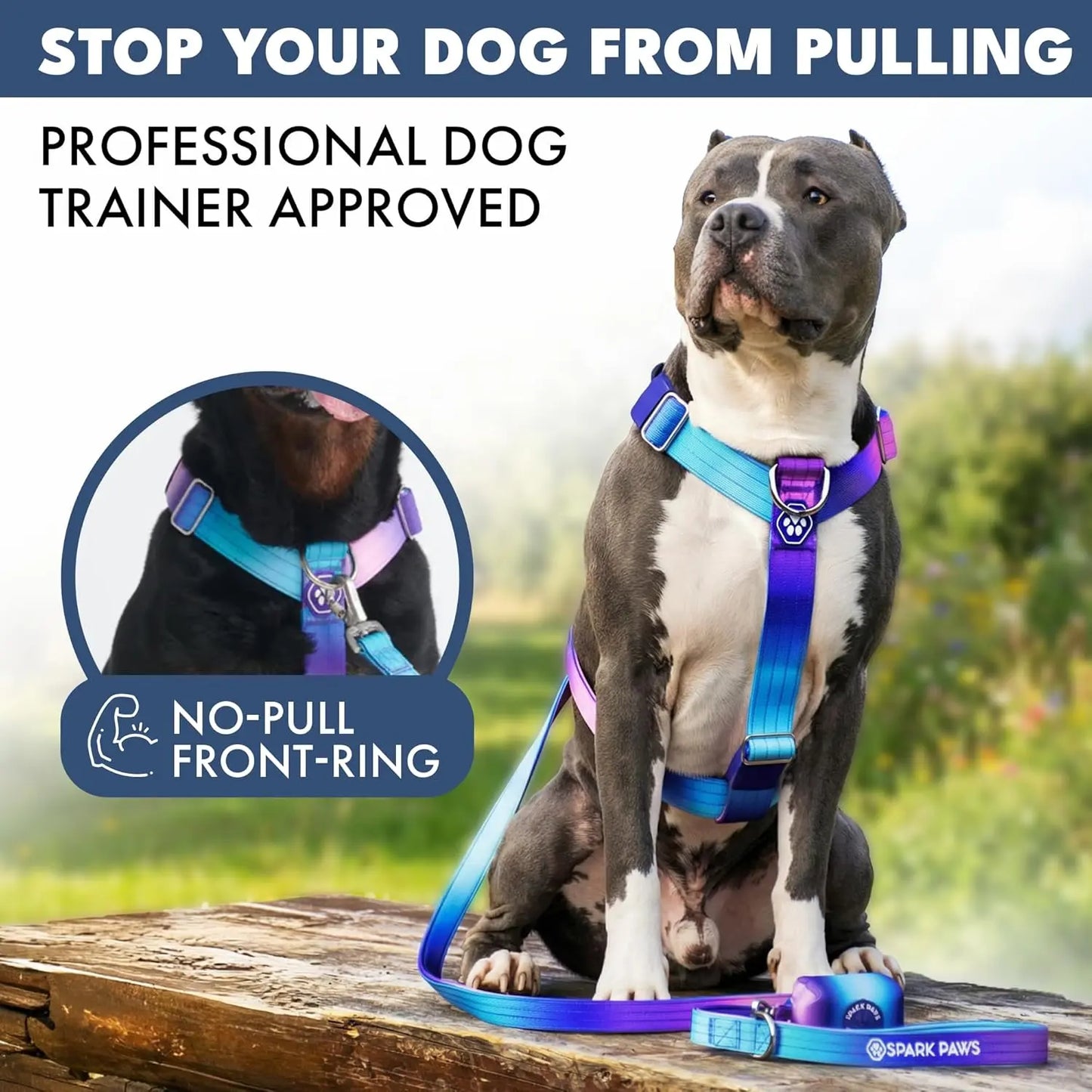 Spark Paws Comfort Control Large Dog No-Pull Harness, Halter Design with Front Clip, Durable and Heavy-Duty for Big and Strong Breeds