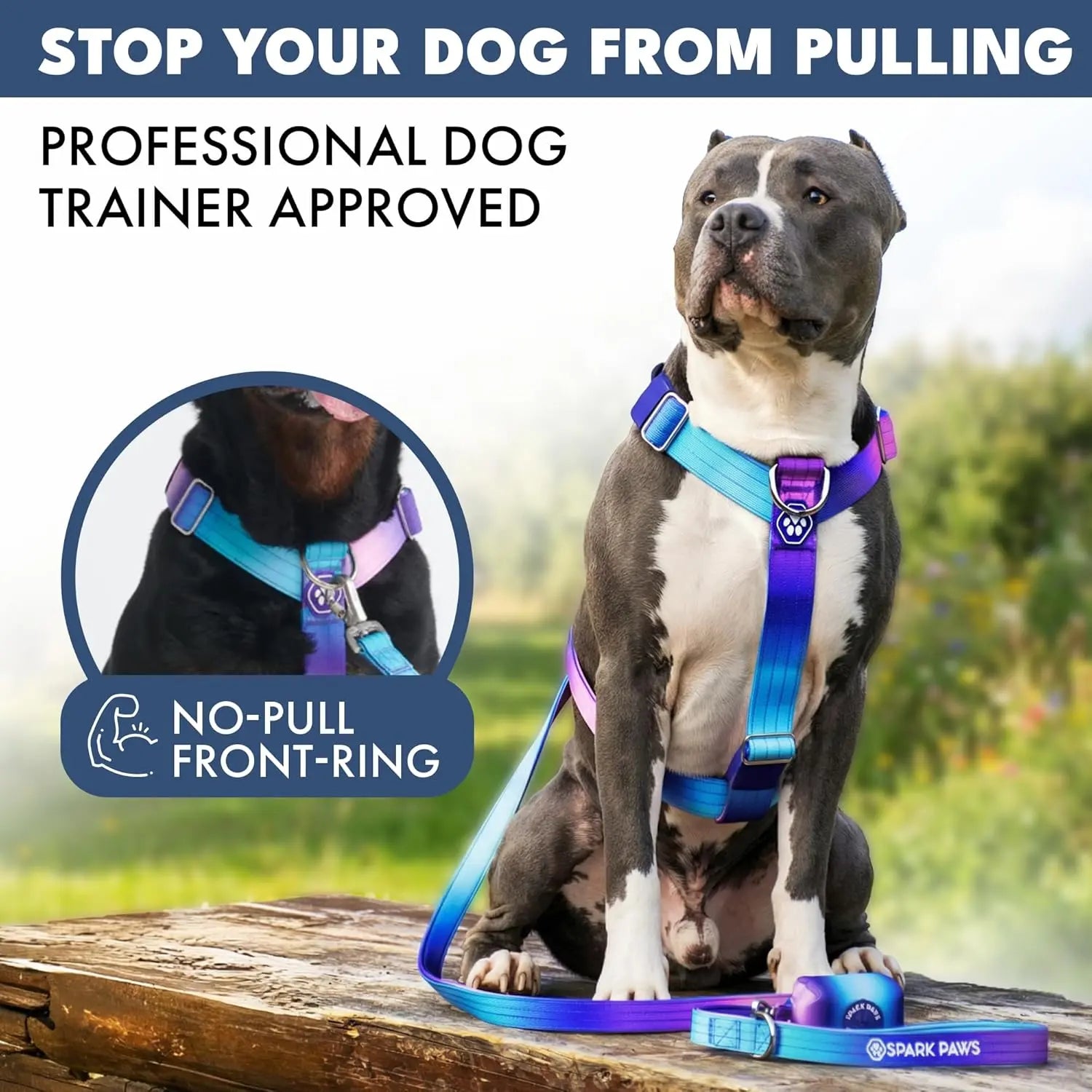 Spark Paws Comfort Control Large Dog No-Pull Harness, Halter Design with Front Clip, Durable and Heavy-Duty for Big and Strong Breeds