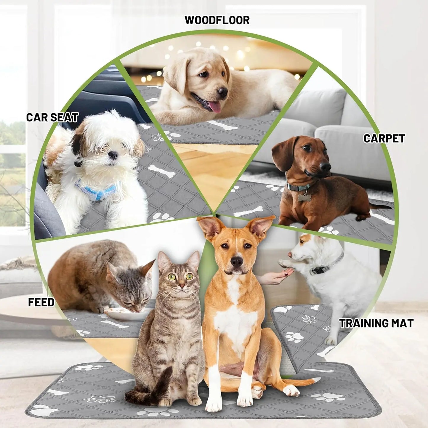 Washable Pee Pads for Dogs, 18'' X 24" Reusable Puppy Pads with Absorbent for Pet, Housebreaking and Incontinence, 2 Pack Puppy Potty Pads with Waterproof Bottom