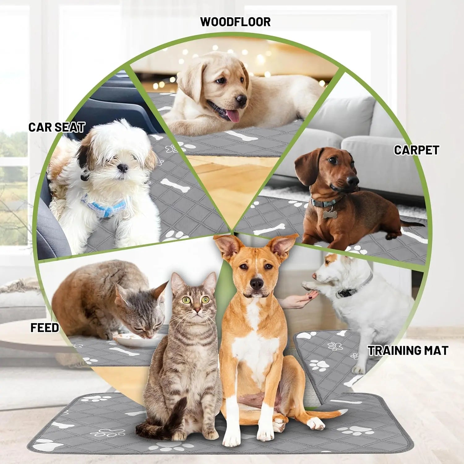 Washable Pee Pads for Dogs, 18'' X 24" Reusable Puppy Pads with Absorbent for Pet, Housebreaking and Incontinence, 2 Pack Puppy Potty Pads with Waterproof Bottom