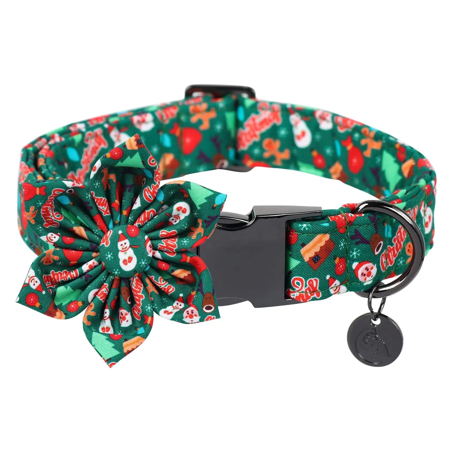 DOGWONG Christmas Dog Collar, Adjustable Santa Claus Dog Accessory - Cotton Collar for Small Medium Large Dogs