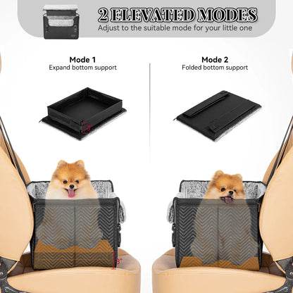 [5-Year Warranty] PETSFIT Small Dog Car Seat, Waterproof PU Leather Dog Carseat with Patent Safe Buckles, Clip-On Leash, Car Seat for Dogs, Cats up to 25 Lbs
