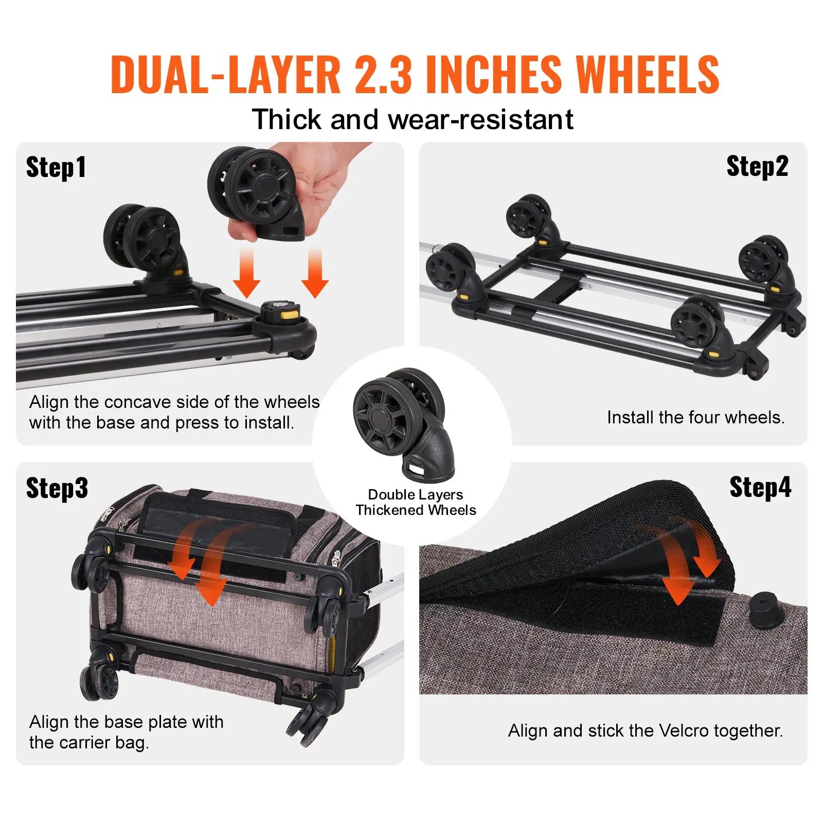 VEVOR Cat Carrier with Wheels, Tiktokshopblackfriday, Airline Approved Rolling Pet Carrier with Telescopic Handle and Shoulder Strap, Dog Carrier with Wheels for Pets, with 1 Folding Bow Summervibesl