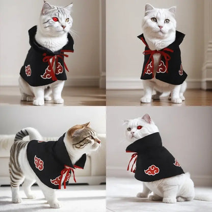 Akatsuki Pet Cloak Cosplay Costume – Anime Ninja Cape for Cats and Dogs, Comfortable Party Outfit and Photo Prop