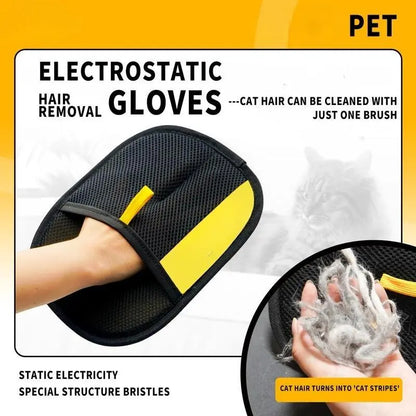 Pet Hair Remover Electrostatic Gloves Two-Way Brush Sticky Hair Remover Cat Hair Dog Hair Glover Grooming Removal Cleaning