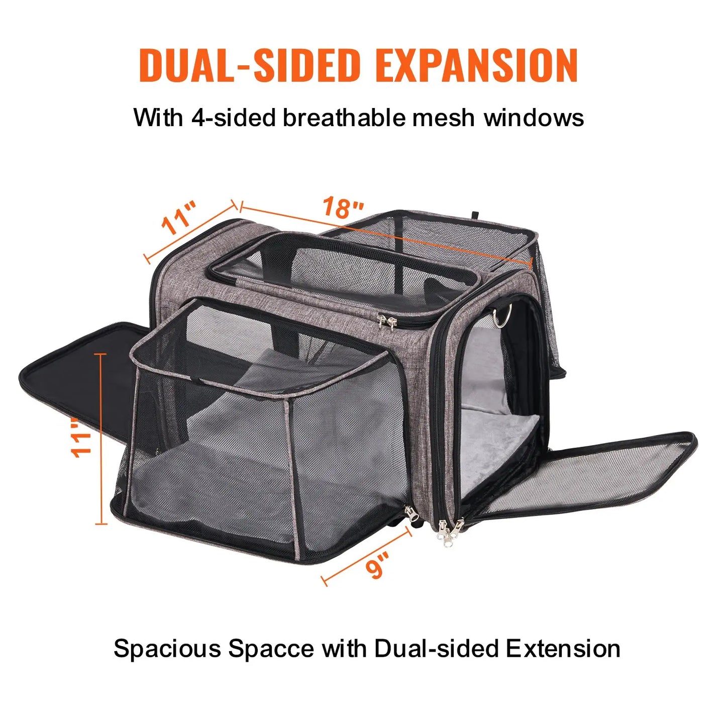 VEVOR Cat Carrier with Wheels, Tiktokshopblackfriday, Airline Approved Rolling Pet Carrier with Telescopic Handle and Shoulder Strap, Dog Carrier with Wheels for Pets, with 1 Folding Bow Summervibesl