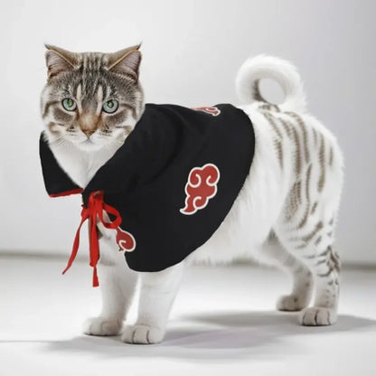 Akatsuki Pet Cloak Cosplay Costume – Anime Ninja Cape for Cats and Dogs, Comfortable Party Outfit and Photo Prop