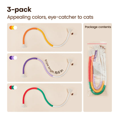 Potaroma 3-Piece Cat Chew Rope Toys, Safe Dental Care & Calming Interactive Toys for Indoor Kittens