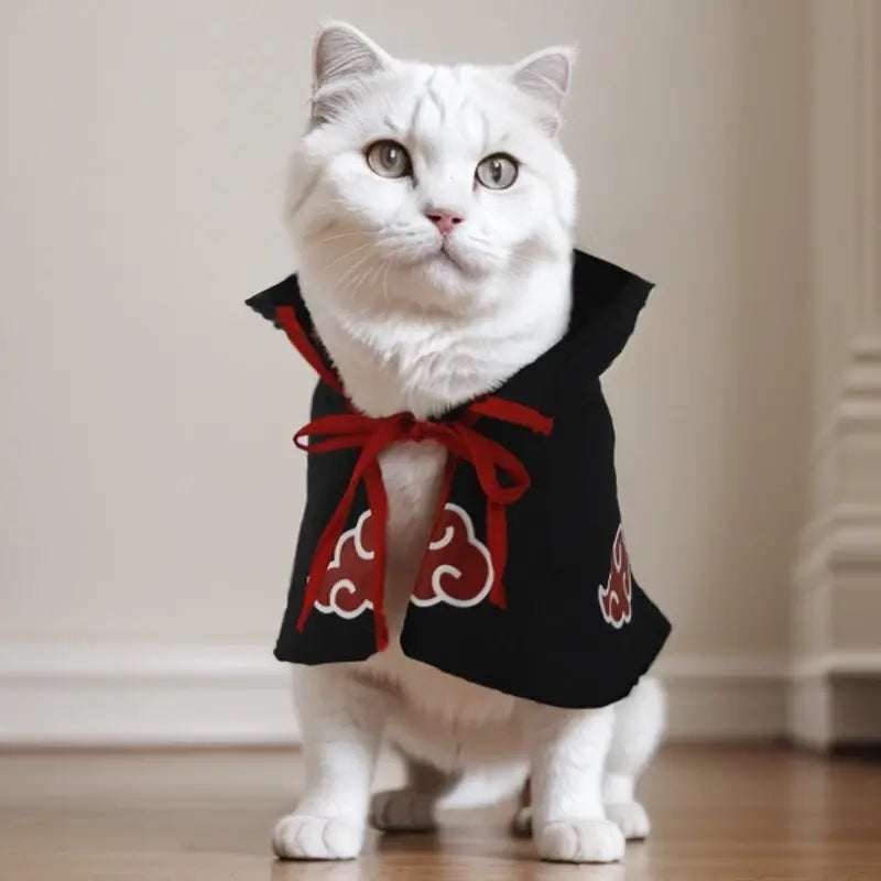 Akatsuki Pet Cloak Cosplay Costume – Anime Ninja Cape for Cats and Dogs, Comfortable Party Outfit and Photo Prop