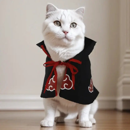 Akatsuki Pet Cloak Cosplay Costume – Anime Ninja Cape for Cats and Dogs, Comfortable Party Outfit and Photo Prop