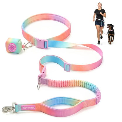 Spark Paws Handsfree Dog Leash – Shock Absorbing Waist Bungee Lead for Running, Car Seatbelt Clip & Poop Bag Set, Heavy Duty Tactical Lead for Medium, Large & X-Large Breeds
