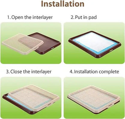 BANU Puppy Pee Pad Holder Indoor Outdoor Dog Potty Toilet Training Tray 20" X 16" for Small and Medium Dogs